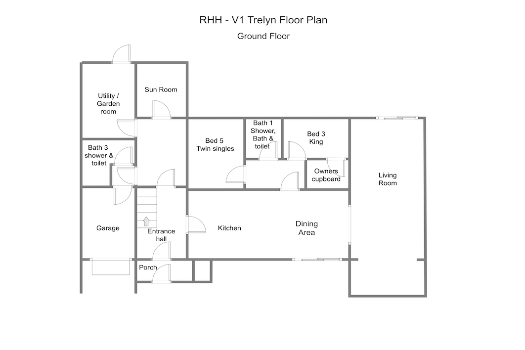 RHH - V1 Trelyn Floor Plan ground - Raintree House Holidays